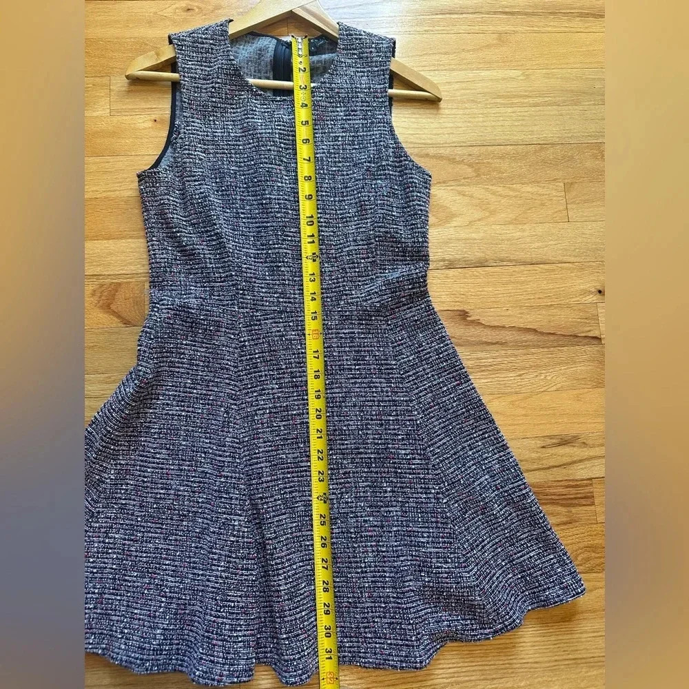 Theory Navy & Red Fit & Flare Sleeveless Tweed Dress - Picture 11 of 12